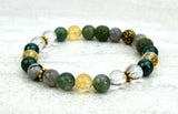 Prosperity Intention Stretch Elastic Bracelet Citrine Moss Agate Malachite Labradorite Crystal Quartz 8mm