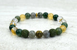 Prosperity Intention Stretch Elastic Bracelet Citrine Moss Agate Malachite Labradorite Crystal Quartz 8mm