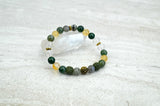 Prosperity Intention Stretch Elastic Bracelet Citrine Moss Agate Malachite Labradorite Crystal Quartz 8mm