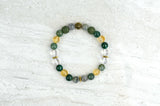 Prosperity Intention Stretch Elastic Bracelet Citrine Moss Agate Malachite Labradorite Crystal Quartz 8mm