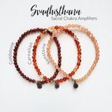 Sacral Chakra Amplifier bracelets orange carnelian sunstone goldstone 4mm stretch elastic 