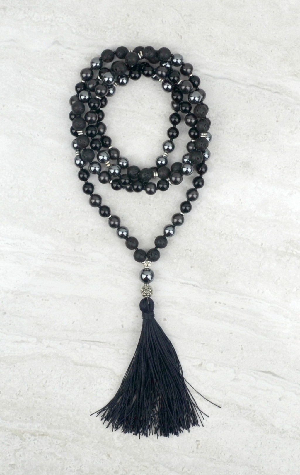 Steady Men's Intention Mala Hematite Shungite Onyx