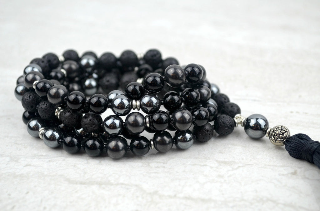 Steady Men's Intention Mala Hematite Shungite Onyx