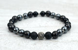 Men's Steady Intention Stretch Elastic Bracelet Onyx Hematite Shungite 8mm