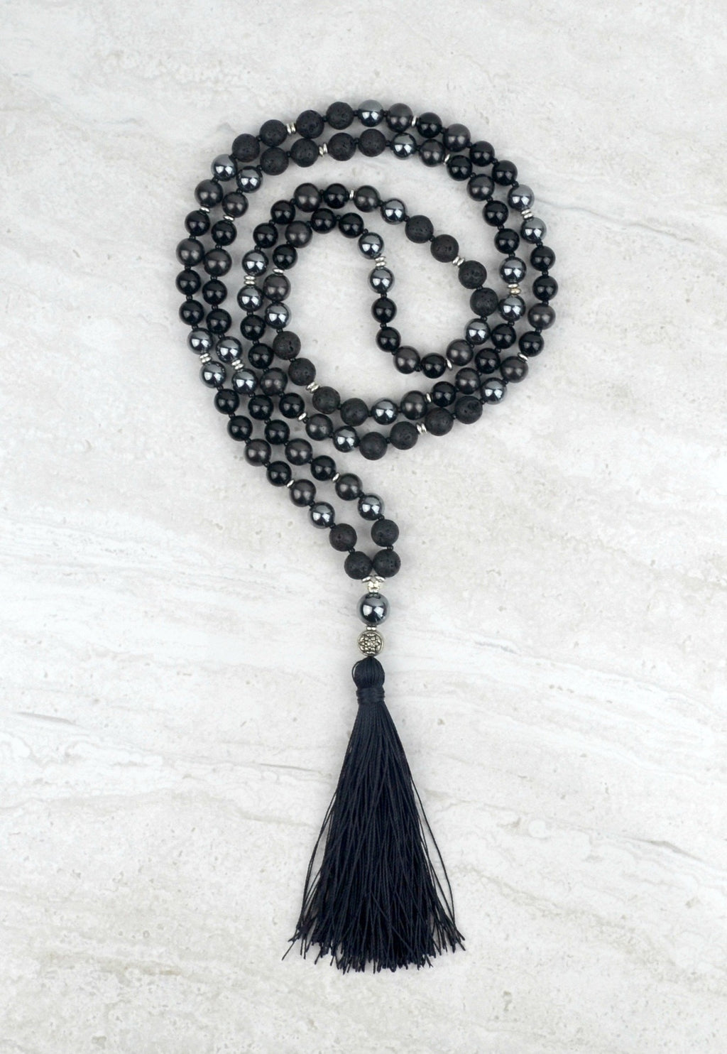 Steady Men's Intention Mala Hematite Shungite Onyx