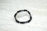 Men's Steady Intention Stretch Elastic Bracelet Onyx Hematite Shungite 8mm