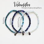 Throat Chakra amplifier bracelet set apatite sodalite aquamarine 4mm stretch elastic