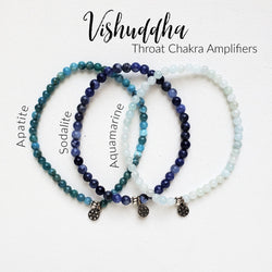 Throat Chakra amplifier bracelet set apatite sodalite aquamarine 4mm stretch elastic