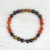 Men's Vitality Stretch Elastic Bracelet Garnet Mahogany Obisidian Carnelian Tiger Eye 8mm