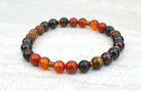 Men's Vitality Stretch Elastic Bracelet Garnet Mahogany Obisidian Carnelian Tiger Eye 8mm