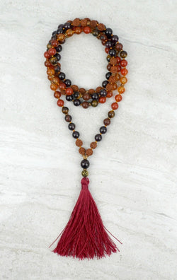 Vitality Men's Mala Carnelian Garnet Mahogany Obsidian Red Japser Tiger Eye