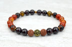 Men's Vitality Stretch Elastic Bracelet Garnet Mahogany Obisidian Carnelian Tiger Eye 8mm