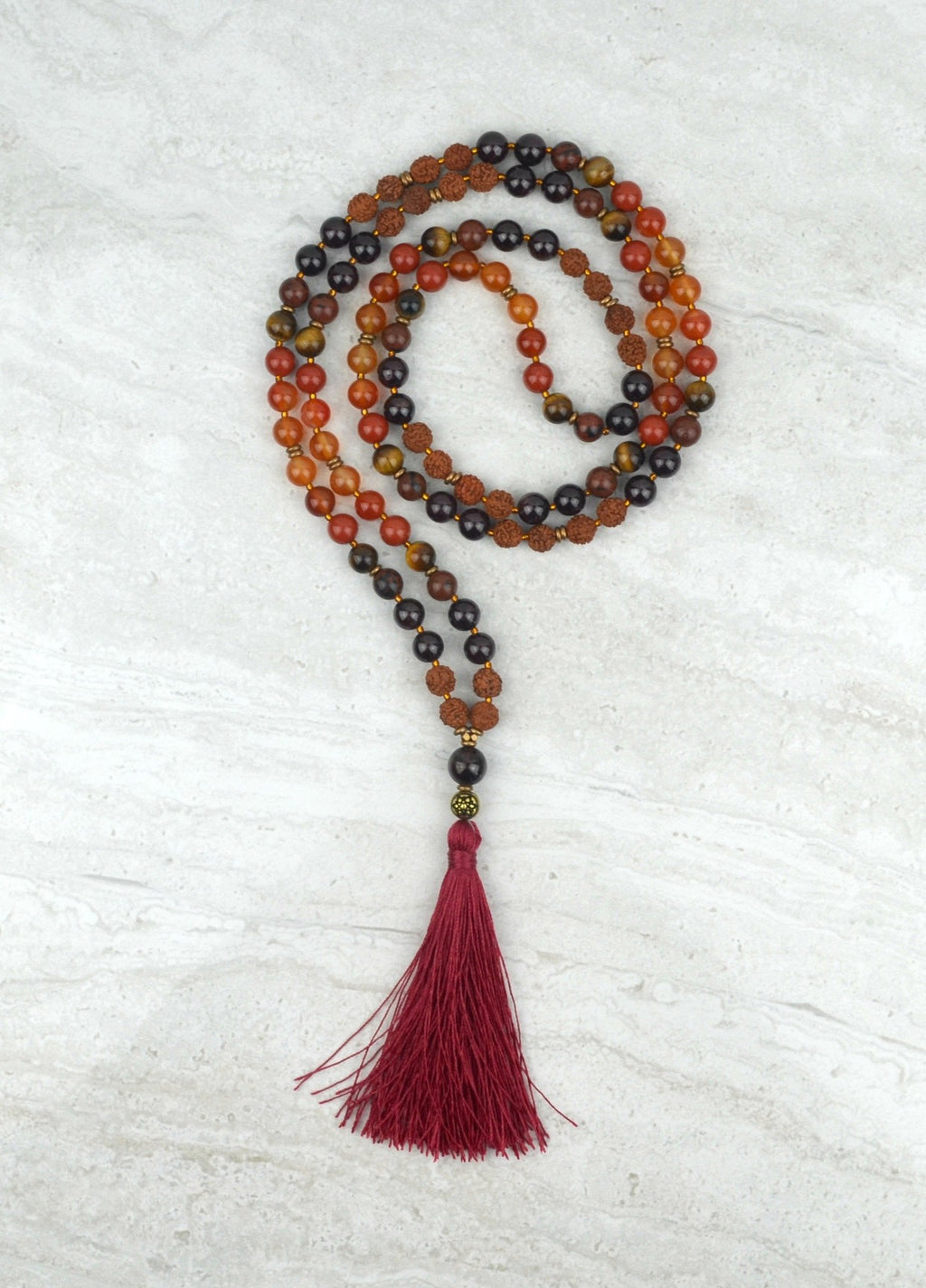 Vitality Men's Mala Carnelian Garnet Mahogany Obsidian Red Japser Tiger Eye