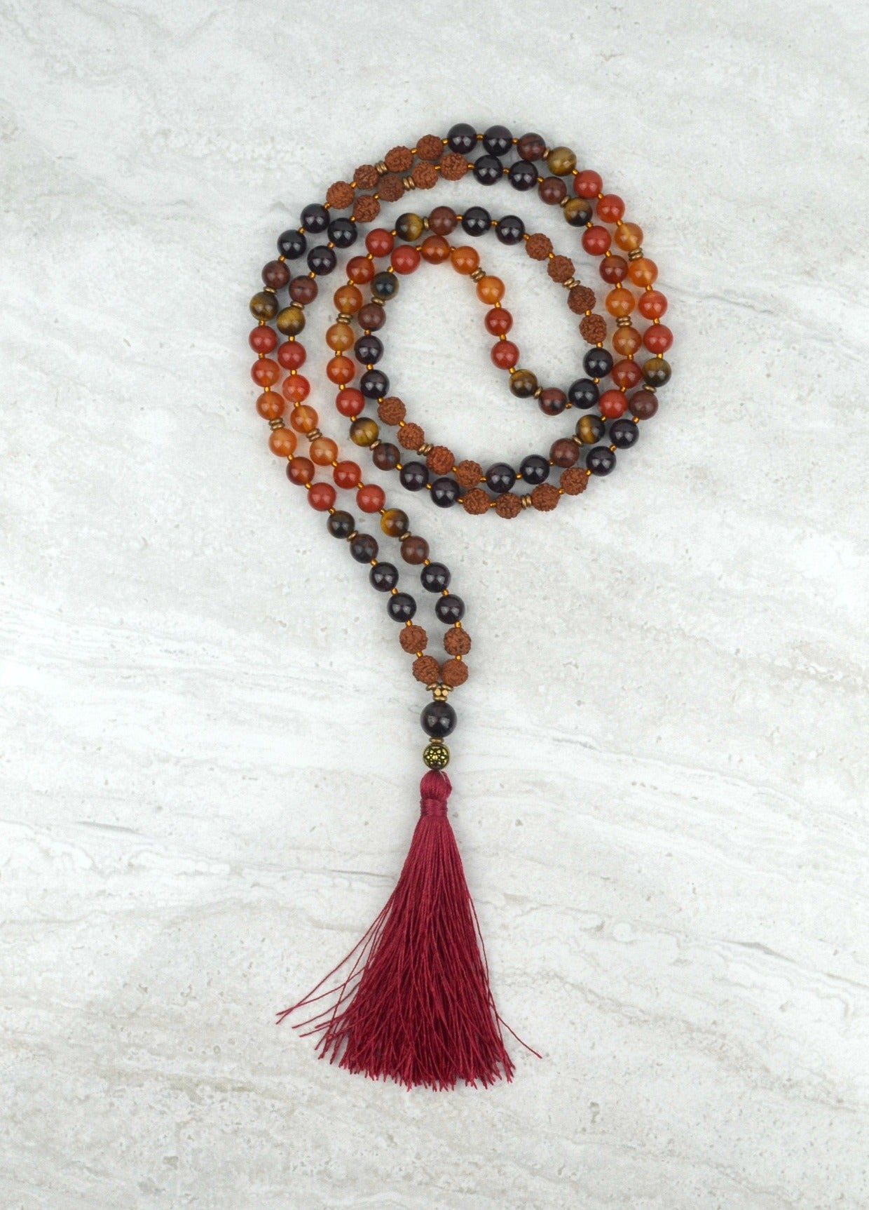 Vitality Men's Mala Carnelian Garnet Mahogany Obsidian Red Japser Tiger Eye