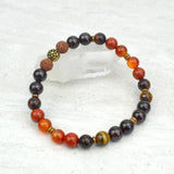 Men's Vitality Stretch Elastic Bracelet Garnet Mahogany Obisidian Carnelian Tiger Eye 8mm